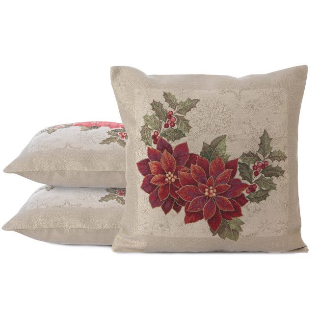 Povlak na polštář CHRISTMAS GOB 1271 naturální / červený