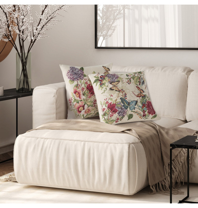 Povlak na polštář SPRING 3 naturální / červený