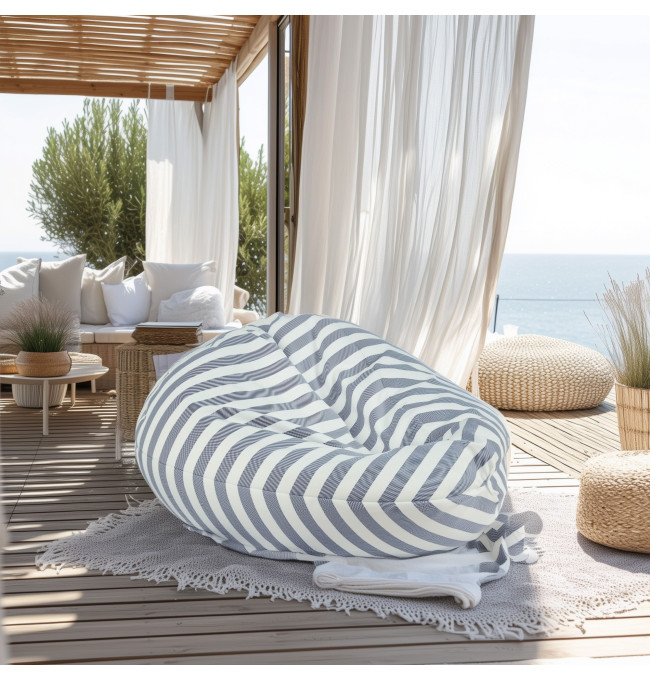 Sedací vak Sako Riviera s tmavě modrými pruhy OUTDOOR