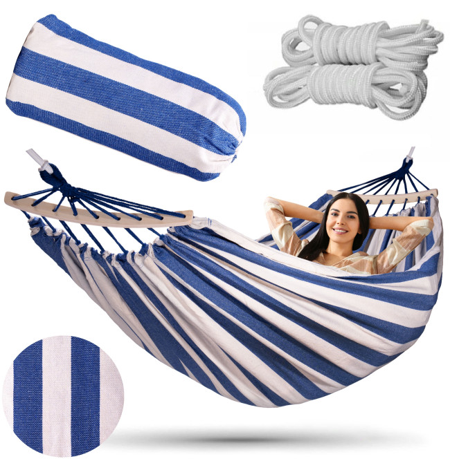 Dvoumístná houpací síť EDEN MARINE 150x260 cm s pruhy