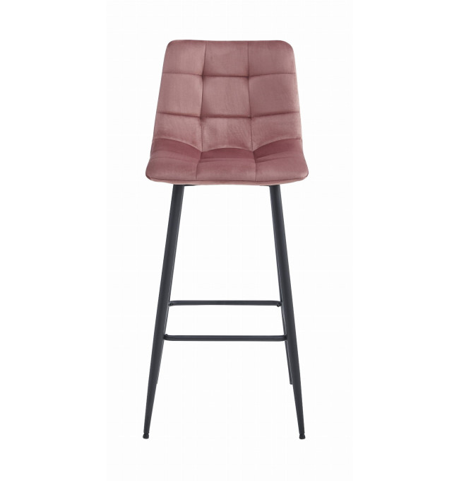 Set čtyř barových židlí ARCETO sametové růžové (černé nohy) 4 ks