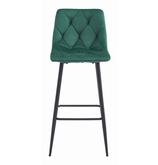Barová židle NADO sametová tmavě zelená (černé nohy)