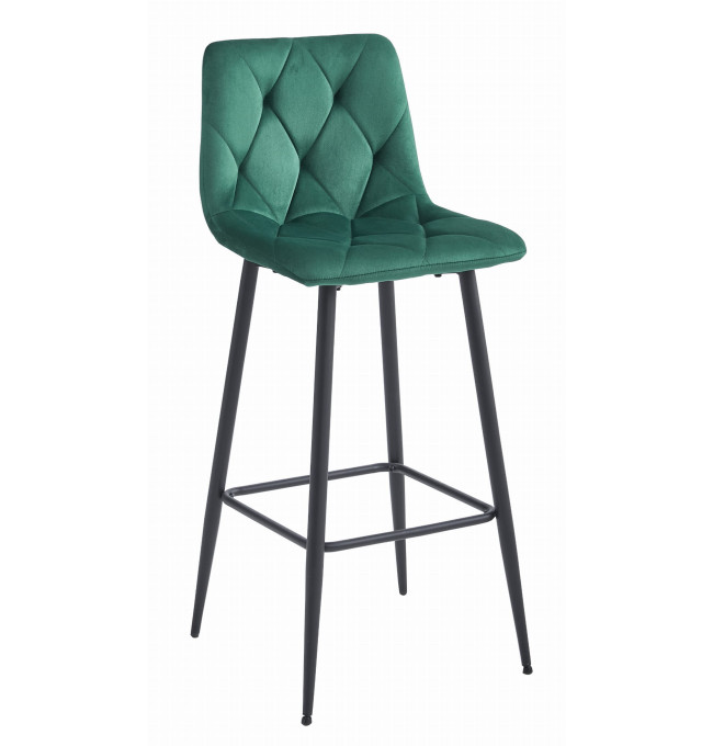 Barová židle NADO sametová tmavě zelená (černé nohy)