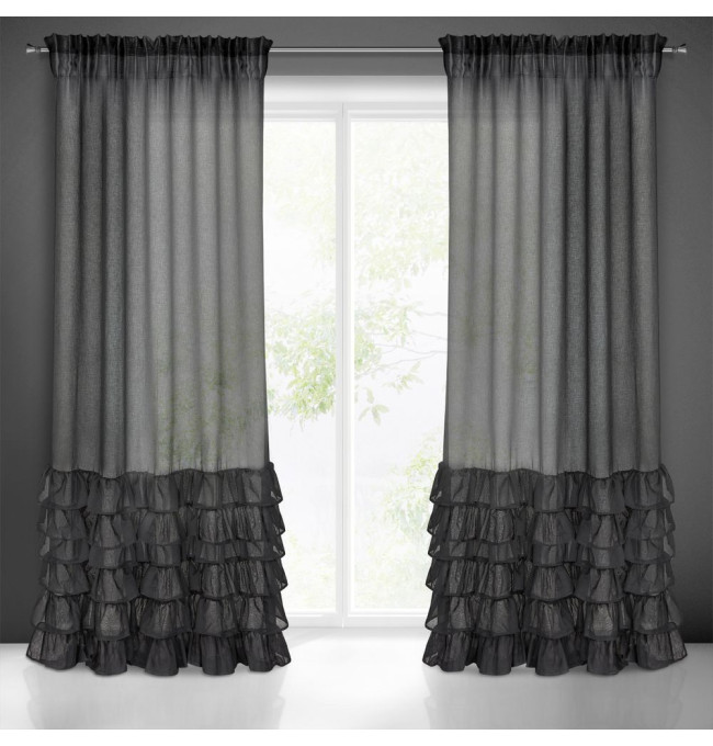 Hotová záclona DOLLY černý - s tunelem