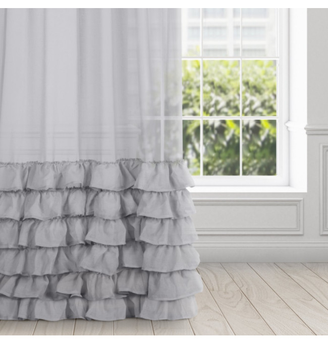 Hotová záclona DOLLY ocelová - s tunelem