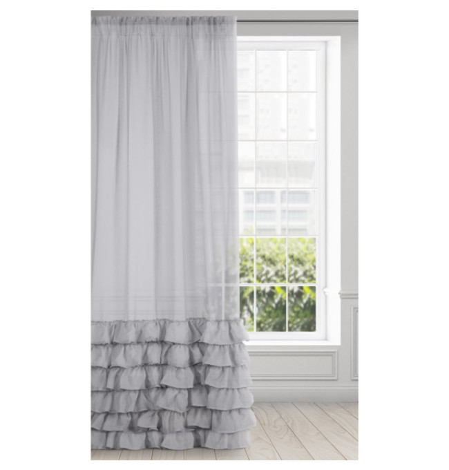 Hotová záclona DOLLY ocelová - s tunelem