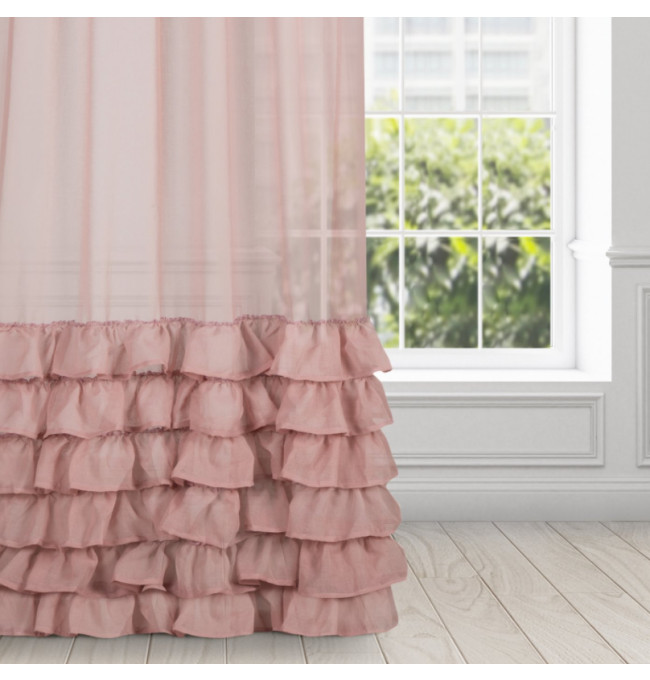 Hotová záclona DOLLY pudrová - s tunelem