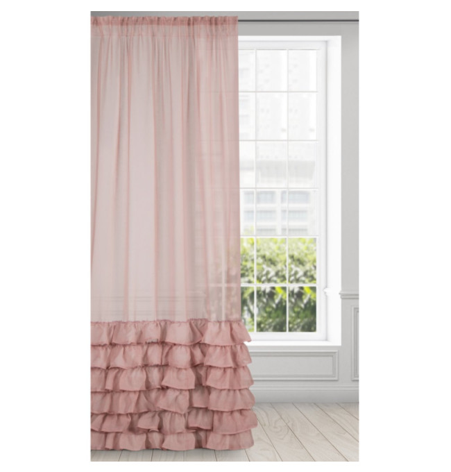 Hotová záclona DOLLY pudrová - s tunelem