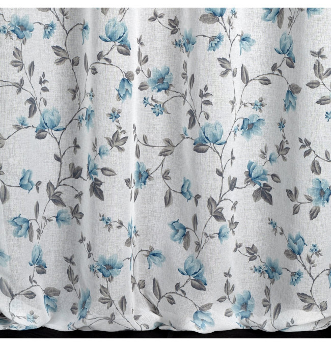 Hotová záclona JENNY bílá / modrá - na průchodkách