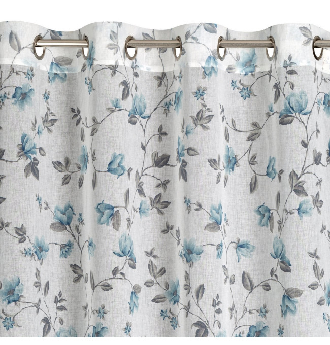 Hotová záclona JENNY bílá / modrá - na průchodkách