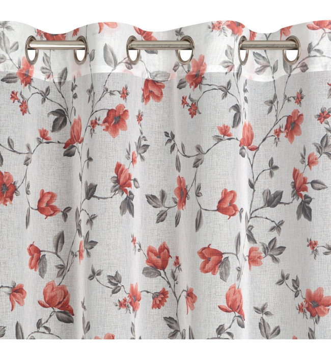 Hotová záclona JENNY bílá / cihlová - na průchodkách