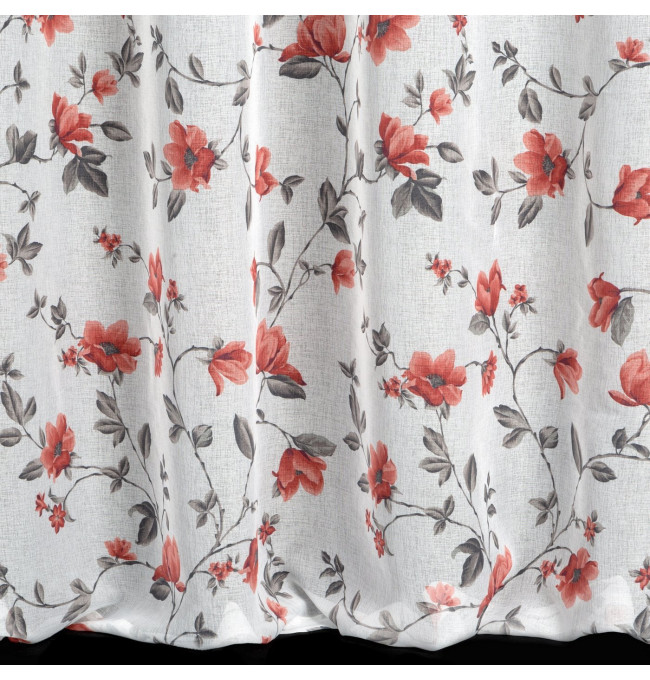 Hotová záclona JENNY bílá / cihlová - na průchodkách