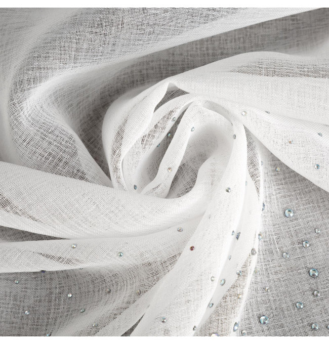 Hotová záclona MOLLY s kamínky bílá - na průchodkách