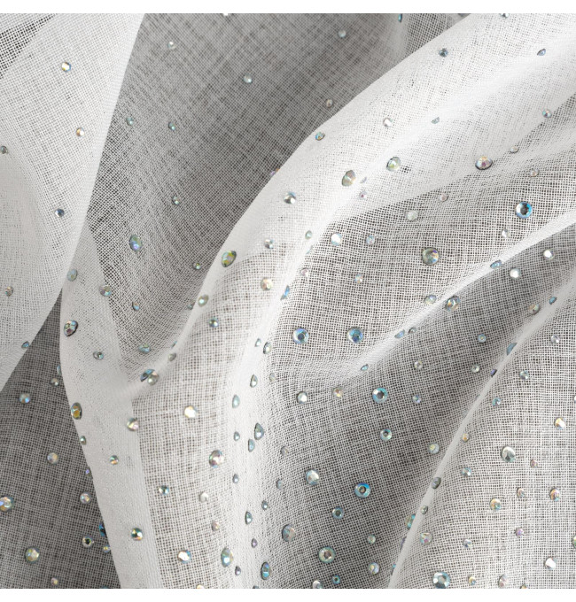 Hotová záclona MOLLY s kamínky bílá - na průchodkách