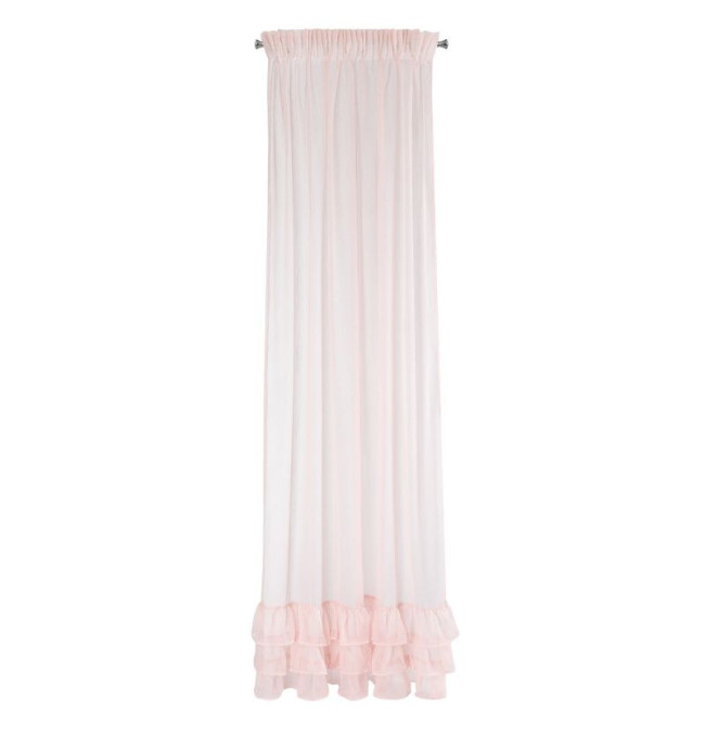 Hotová záclona RÁJE růžová - s tunelem