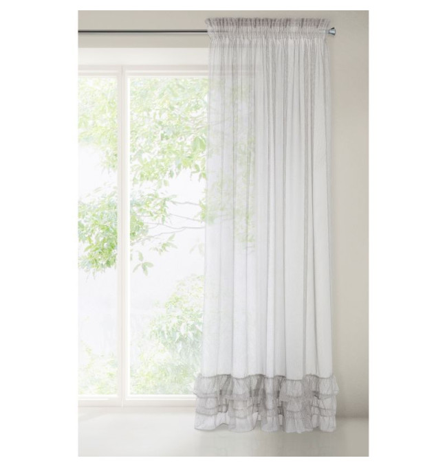 Hotová záclona RAJA stříbrná - s tunelem