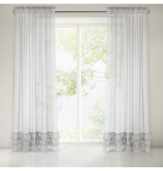 Hotová záclona RAJA stříbrná - s tunelem