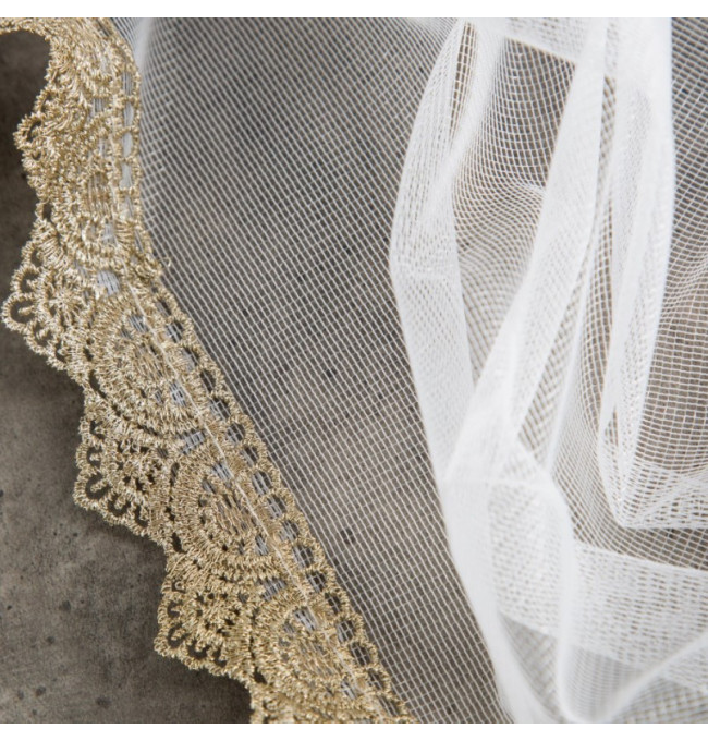 Hotová záclona VIVIAN bílo-zlatá - na průchodkách