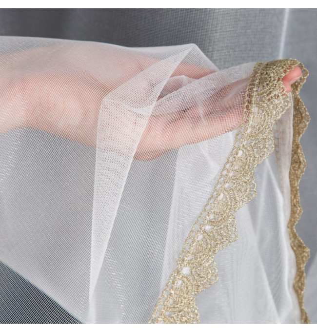 Hotová záclona VIVIAN bílo-zlatá - na průchodkách