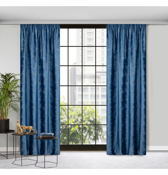 Hotový závěs ADRIA modrý - na pásce