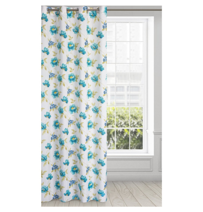 Hotový závěs ALMA bílo-modrý - na průchodkách