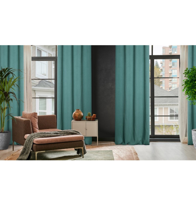 Hotový závěs AMARO tmavě tyrkysový - na průchodkách