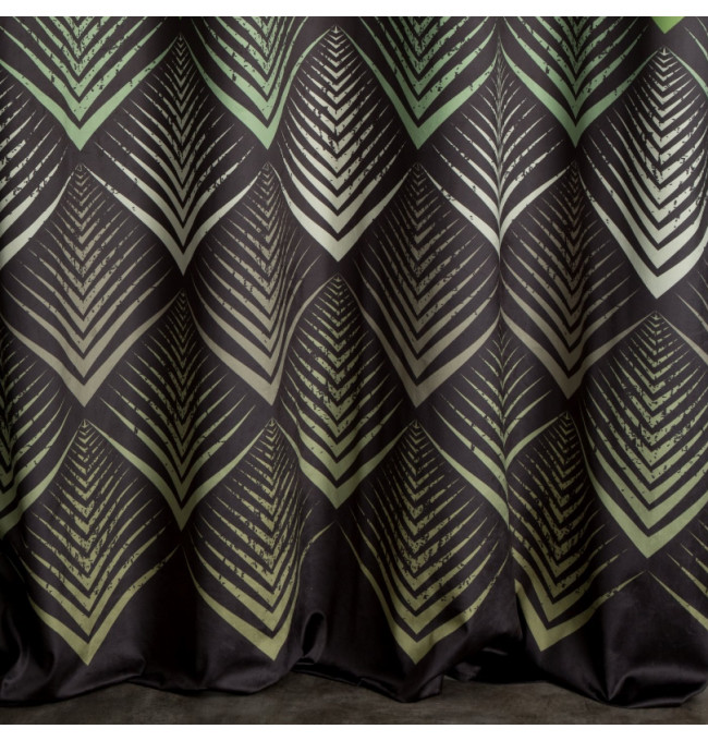 Hotový závěs ANGELINA olivovo-černý - na průchodkách