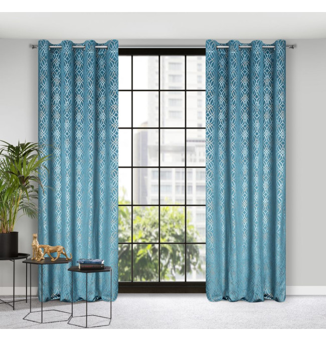 Hotový závěs ARETA tmavomodrý - na průchodkách