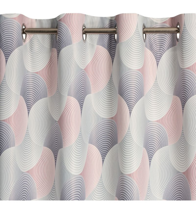 Hotový závěs ASETA stříbrný / růžový - na průchodkách