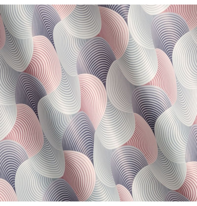 Hotový závěs ASETA stříbrný / růžový - na průchodkách