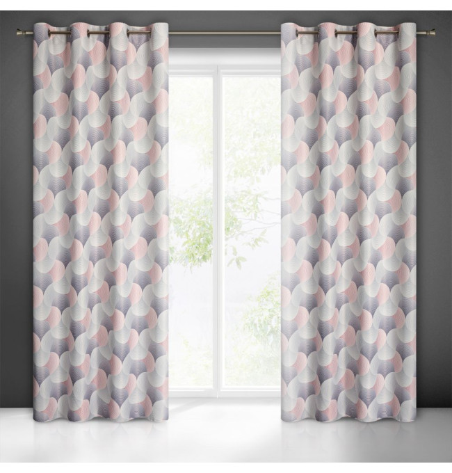 Hotový závěs ASETA stříbrný / růžový - na průchodkách