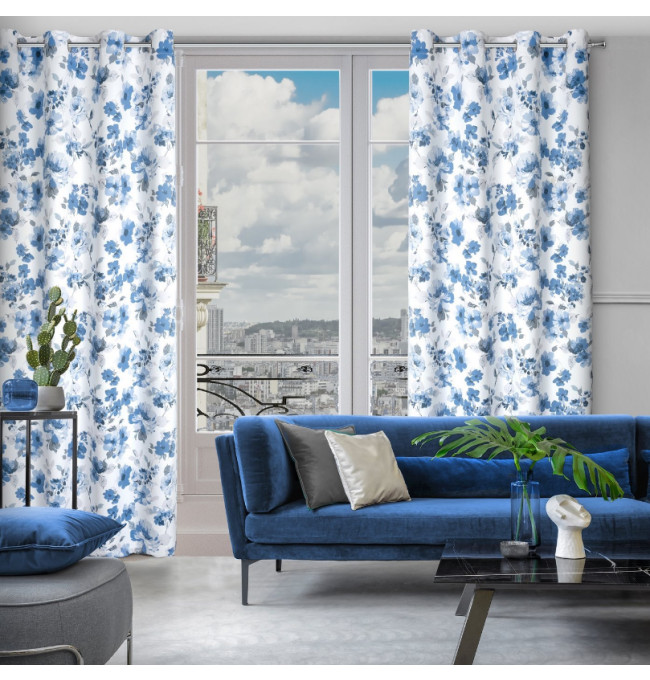 Hotový závěs CAREN modrý - na průchodkách