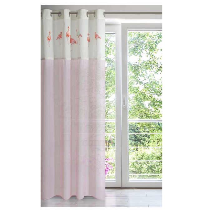 Hotový závěs FLAMINGO růžový - na průchodkách