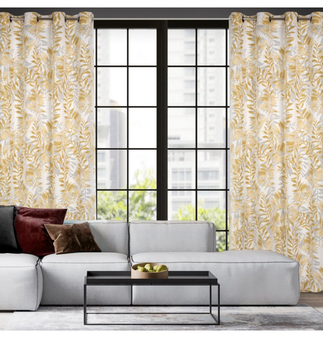 Hotový závěs HARIET hořčicový - na průchodkách