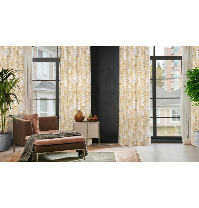 Hotový závěs HARIET hořčicový - na průchodkách