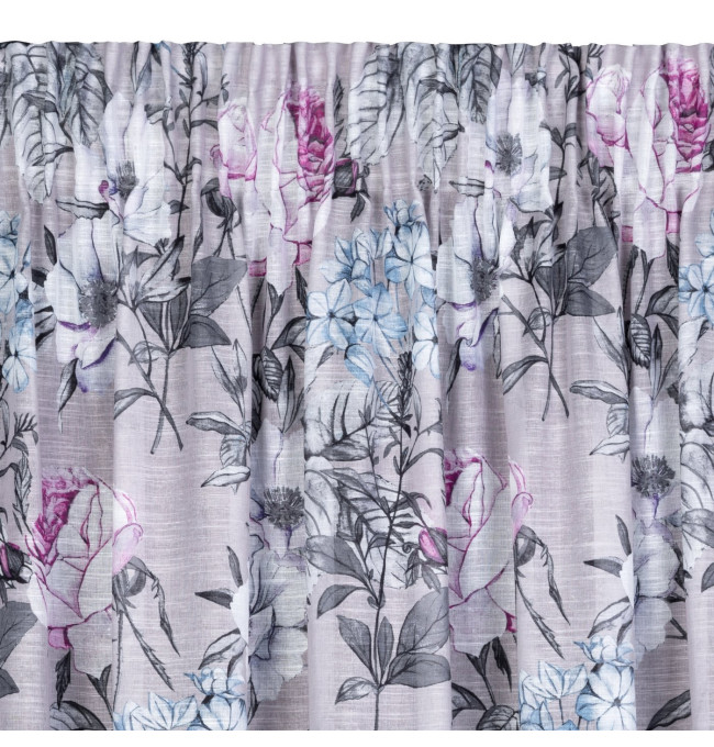 Hotový závěs HONEY béžový / fialový - na pásce