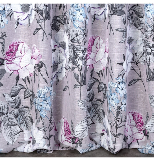 Hotový závěs HONEY béžový / fialový - na pásce