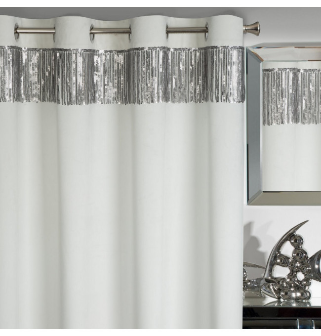 Hotový závěs JASPER bílo-stříbrný - na průchodkách