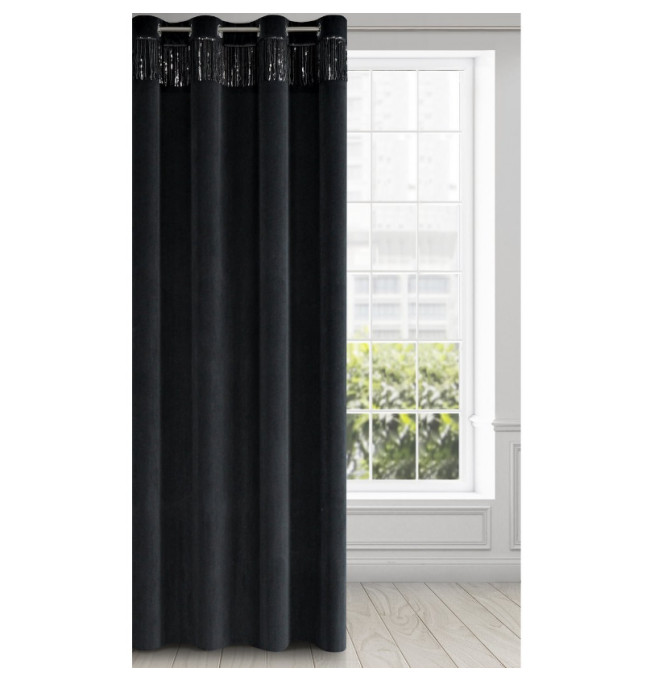 Hotový závěs JASPER černý - na průchodkách