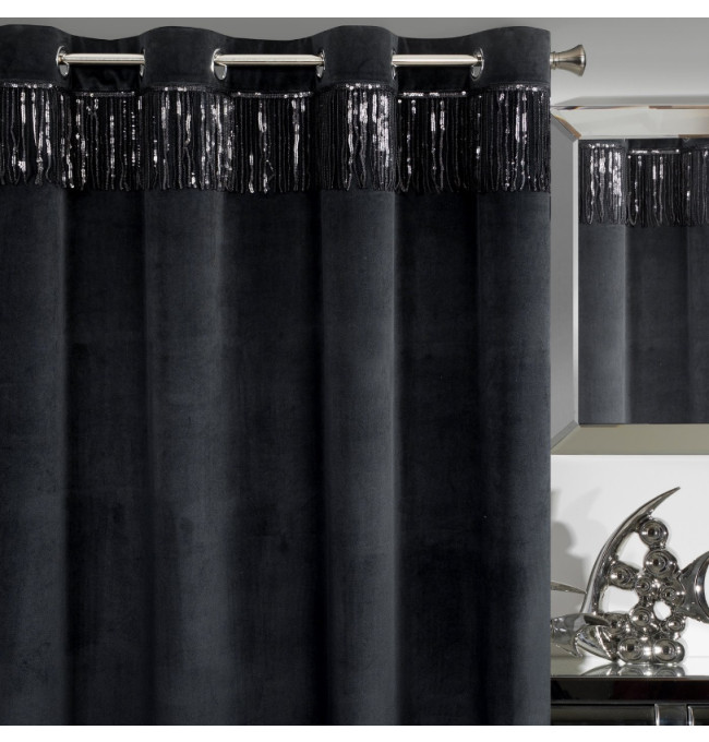 Hotový závěs JASPER černý - na průchodkách