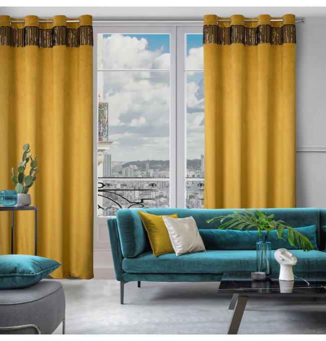 Hotový závěs JASPER medový - na průchodkách