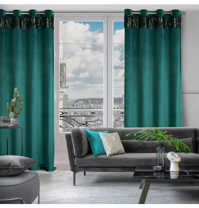 Hotový závěs JASPER tmavě tyrkysový - na průchodkách