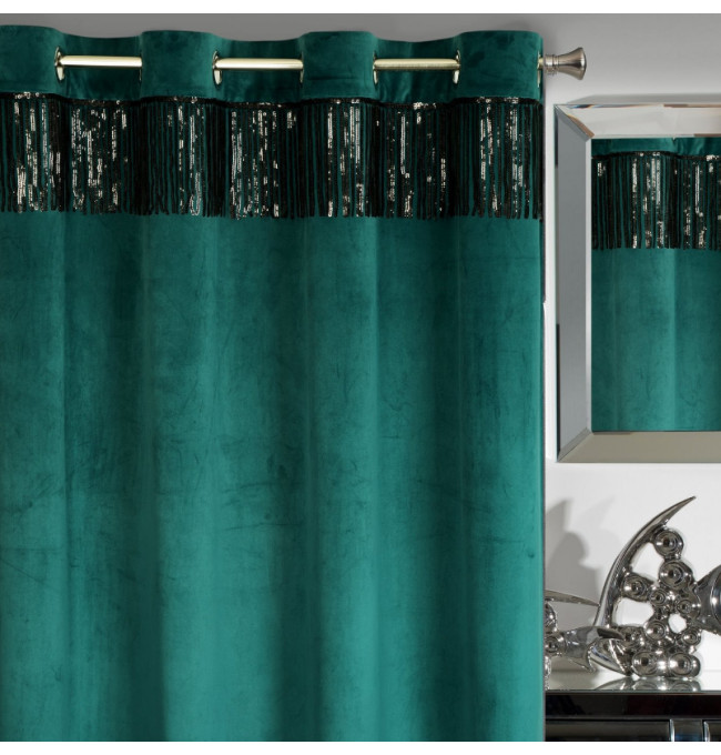 Hotový závěs JASPER tmavě tyrkysový - na průchodkách