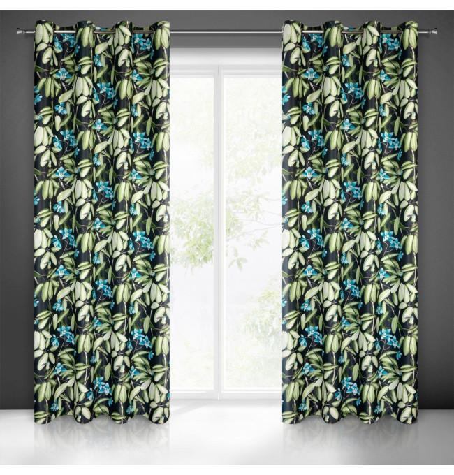 Hotový závěs LONI černo-zelený - na průchodkách