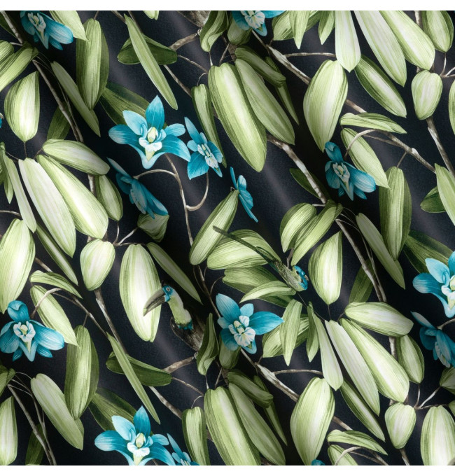 Hotový závěs LONI černo-zelený - na průchodkách