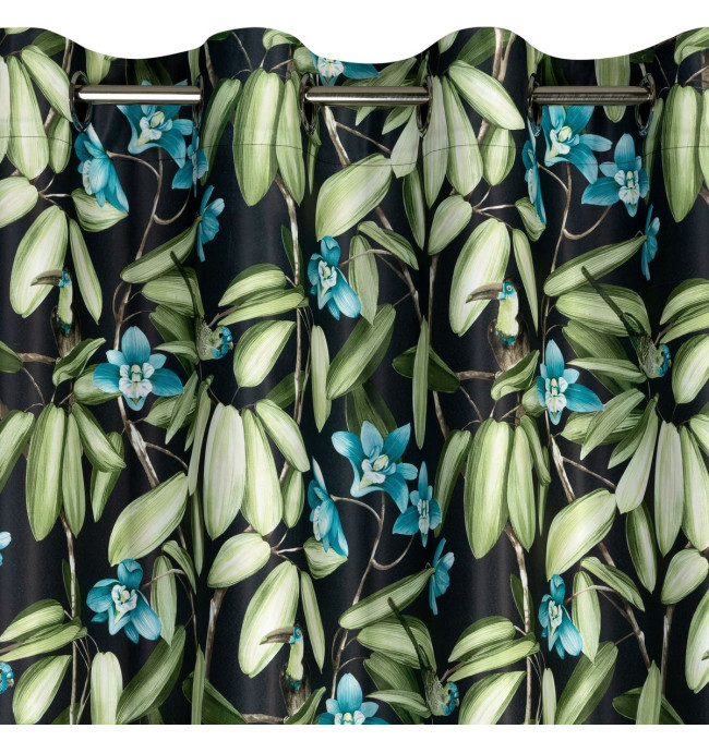 Hotový závěs LONI černo-zelený - na průchodkách