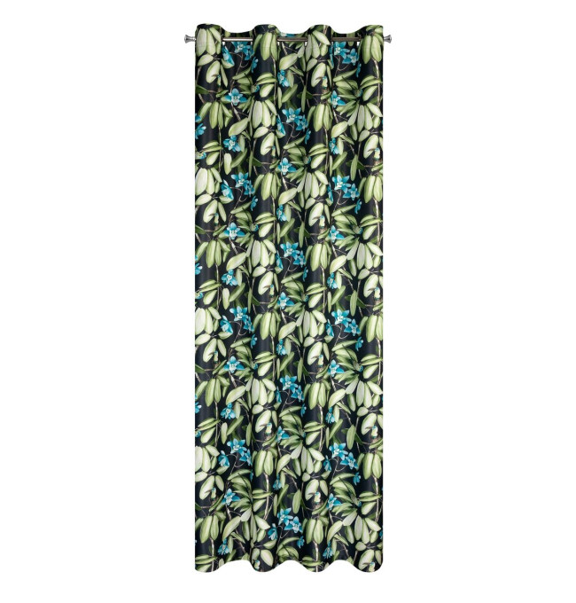 Hotový závěs LONI černo-zelený - na průchodkách