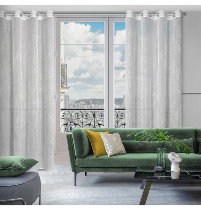 Hotový závěs LORI bílo-stříbrný - na průchodkách