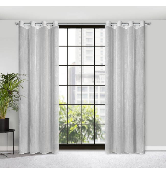 Hotový závěs LORI bílo-stříbrný - na průchodkách