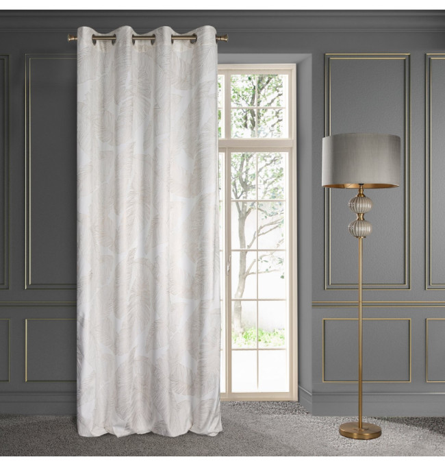 Hotový závěs LUNA 2 bílý / šampaňské - na průchodkách